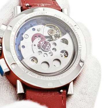 腕時計 アランシルベスタイン ALAIN SILBERSTEIN クロノ バウハウス グミ LWO5100 自動巻き メンズ OH済 レッド 赤 デイデイト 限定