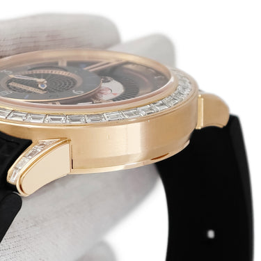 腕時計 ハリーウィンストン Harry Winston オーシャン デュアルタイム OCEATZ44RR011 自動巻き メンズ OH済 K18RG無垢 ダイヤ 黒 ラウンド