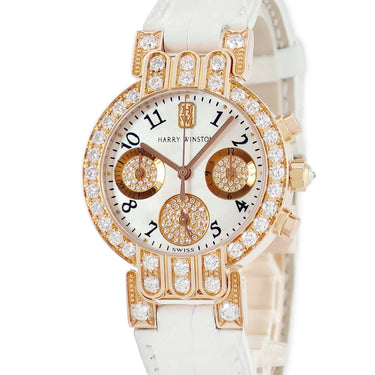 腕時計 ハリーウィンストン Harry Winston プルミエール クロノグラフ 200UCQ32R クオーツ レディース K18PG無垢 純正ダイヤ シェル