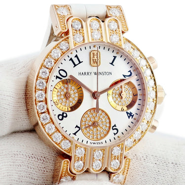 腕時計 ハリーウィンストン Harry Winston プルミエール クロノグラフ 200UCQ32R クオーツ レディース K18PG無垢 純正ダイヤ シェル