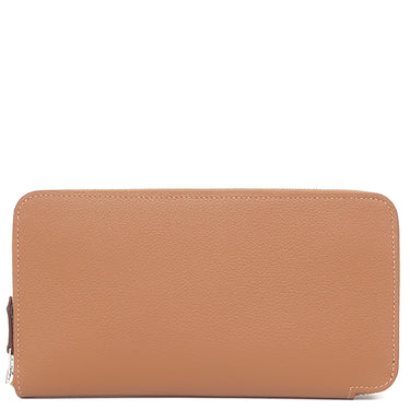エルメス HERMES アザップロング シルクイン ゴールド エバーカラー 長財布 シルバー金具 新品 未使用 茶