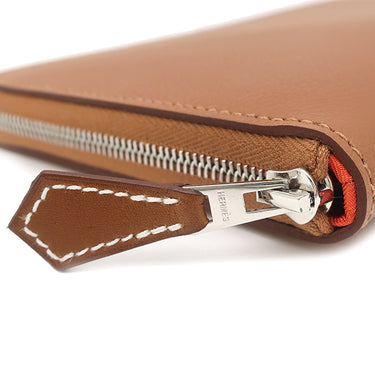 エルメス HERMES アザップロング シルクイン ゴールド エバーカラー 長財布 シルバー金具 新品 未使用 茶