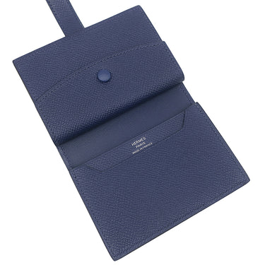 エルメス HERMES ベアンミニ ブルーネイビー ヴォーエプソン 二つ折り財布 シルバー金具 紺 コンパクト