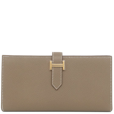 エルメス HERMES ベアンスフレ エトゥープ ヴォーエプソン 長財布 ゴールド金具 新品 未使用 グレージュ 二つ折り財布