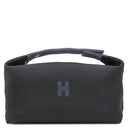 エルメス HERMES ブリッド ア ブラック GM ブラック×ブルーニュイ コットン ポリアミド ポーチ シルバー金具 黒 紺 バニティ