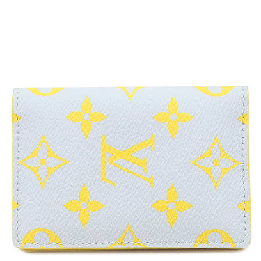 ルイヴィトン LOUIS VUITTON ポケット オーガナイザー M14769 グリクレール レザー モノグラムグロウキャンバス カードケース グレー 黄色 カード入れ 二つ折り