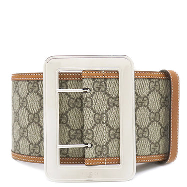 グッチ GUCCI Lunar New Year GG ワイド ベルト 718505 ベージュ×エボニー GGスプリームキャンバス ベルト シルバー金具 新品 未使用 茶 太ベルト スクエアバックル