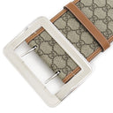 グッチ GUCCI Lunar New Year GG ワイド ベルト 718505 ベージュ×エボニー GGスプリームキャンバス ベルト シルバー金具 新品 未使用 茶 太ベルト スクエアバックル