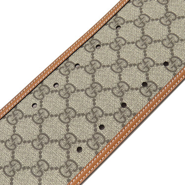 グッチ GUCCI Lunar New Year GG ワイド ベルト 718505 ベージュ×エボニー GGスプリームキャンバス ベルト シルバー金具 新品 未使用 茶 太ベルト スクエアバックル