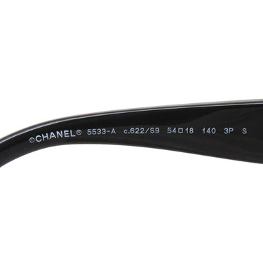 シャネル CHANEL スクエア シェイプ 54□18 5533-A ブラック×ブラウン アセテート メタル サングラス ゴールド金具 ココマーク ブラウンレンズ