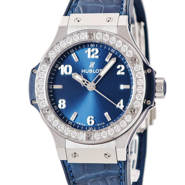 腕時計 ウブロ HUBLOT ビッグバン スチール ブルー ダイヤモンド 38mm 361.SX.7170.LR.1204 クオーツ レディース 純正ダイヤ