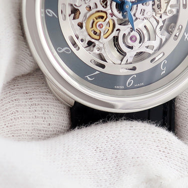 腕時計 エルメス HERMES アルソー スケルトン AR6.710a 自動巻き メンズ シルバー シースルー アラビア 青針 3針 ラウンド