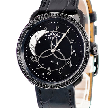 腕時計 エルメス HERMES アルソー ロンド デ ズゥール AR5A.530 クオーツ メンズ 純正スピネル シェル ブラックPVD加工 世界限定