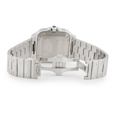 腕時計 カルティエ Cartier サントス ドゥ カルティエ LM WSSA0009 自動巻き メンズ シルバー デイト 青針 スクエア