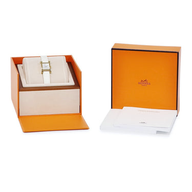 腕時計 エルメス HERMES Hウォッチ ミニ TPM HH1.102 クオーツ レディース 純正ダイヤ シェル H型 スクエア ホワイト