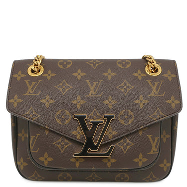 ルイヴィトン LOUIS VUITTON パッシー M45592 モノグラム モノグラムキャンバス レザー ショルダーバッグ ゴールド金具 茶 ボルドー Wチェーン