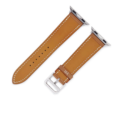 エルメス HERMES 純正 アップルウォッチ 38 40 41mm用 ブラウン レザー ステンレススチール 腕時計パーツ 新品同様 レザー ベルト 32ｍｍ 茶 尾錠付き