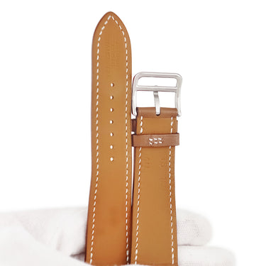 エルメス HERMES 純正 アップルウォッチ 38 40 41mm用 ブラウン レザー ステンレススチール 腕時計パーツ 新品同様 レザー ベルト 32ｍｍ 茶 尾錠付き