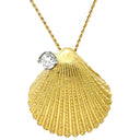 ティファニー Tiffany & Co シェルモチーフ 1Pダイヤ イエローゴールド K18YG ダイヤモンド ネックレス 貝 貝殻 18K 750 YG