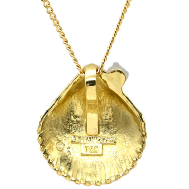 ティファニー Tiffany & Co シェルモチーフ 1Pダイヤ イエローゴールド K18YG ダイヤモンド ネックレス 貝 貝殻 18K 750 YG