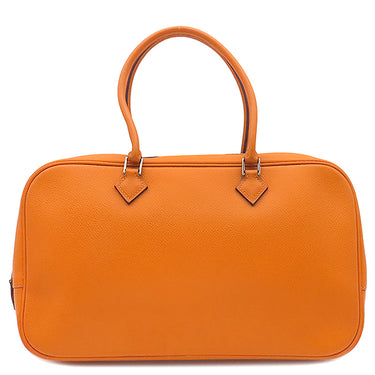 エルメス HERMES プリュム エラン 28 オレンジ ヴォーエプソン ハンドバッグ シルバー金具