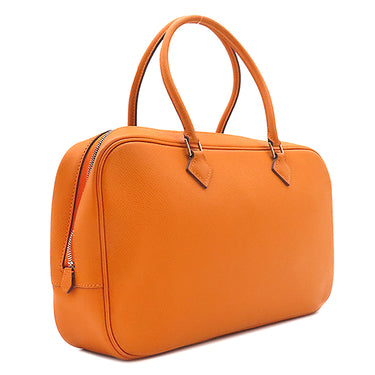エルメス HERMES プリュム エラン 28 オレンジ ヴォーエプソン ハンドバッグ シルバー金具
