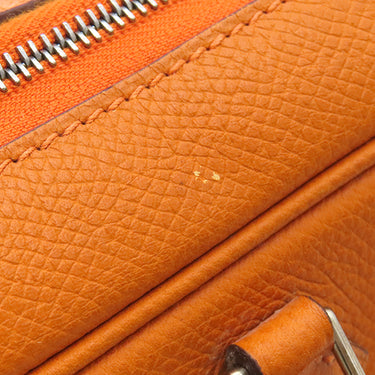 エルメス HERMES プリュム エラン 28 オレンジ ヴォーエプソン ハンドバッグ シルバー金具