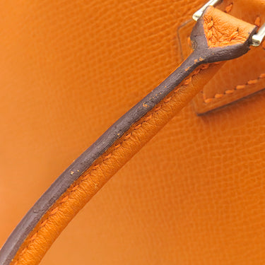 エルメス HERMES プリュム エラン 28 オレンジ ヴォーエプソン ハンドバッグ シルバー金具