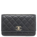 シャネル CHANEL マトラッセ トレンディCC WOC ブラック ラムスキン チェーンウォレット ゴールド金具 黒 ロゴプレート