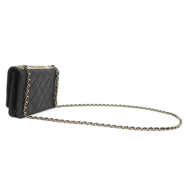 シャネル CHANEL マトラッセ トレンディCC WOC ブラック ラムスキン チェーンウォレット ゴールド金具 黒 ロゴプレート