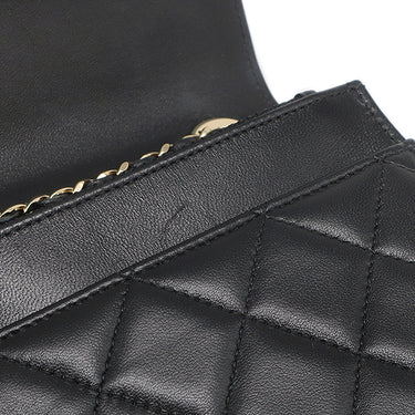 シャネル CHANEL マトラッセ トレンディCC WOC ブラック ラムスキン チェーンウォレット ゴールド金具 黒 ロゴプレート