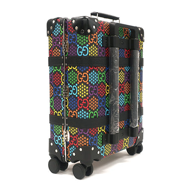 グッチ GUCCI GGサイケデリック トロリーケース 533618 ブラック×マルチカラー レザー ヴァルカンファイバー キャリーバッグ シルバー金具 GGロゴ 星 グローブトロッター コラボ