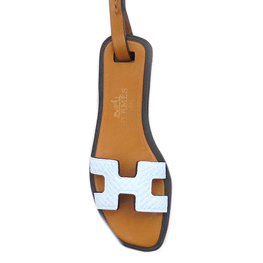 エルメス HERMES オランナノ ブループリュム×ナチュラルサブレ ヴォーエプソン ヴォーバトラー ヴァッシュハンター バッグチャーム 新品 未使用 水色 茶 サンダル型