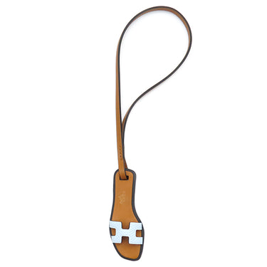 エルメス HERMES オランナノ ブループリュム×ナチュラルサブレ ヴォーエプソン ヴォーバトラー ヴァッシュハンター バッグチャーム 新品 未使用 水色 茶 サンダル型
