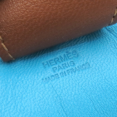 エルメス HERMES ロデオMM ブルーアズティック×ブルーエレクトリック×フォーブ アニョーミロ バッグチャーム 水色 青 茶