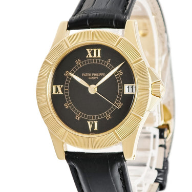 腕時計 パテックフィリップ PATEK PHILIPPE ネプチューン 5081J-001 自動巻き メンズ OH済 K18YG無垢 黒 デイト ローマン Neptune