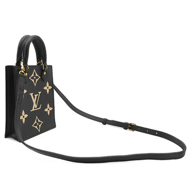 ルイヴィトン LOUIS VUITTON プティット サックプラ M81416 ブラック×ベージュ モノグラムアンプラント 2WAYバッグ ゴールド金具 黒 ショルダー