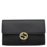 グッチ GUCCI インターロッキングG 510314 ブラック レザー チェーンウォレット ゴールド金具 チェーンショルダーバッグ