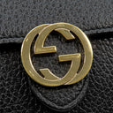 グッチ GUCCI インターロッキングG 510314 ブラック レザー チェーンウォレット ゴールド金具 チェーンショルダーバッグ