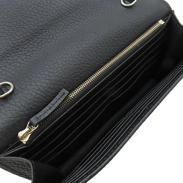 グッチ GUCCI インターロッキングG 510314 ブラック レザー チェーンウォレット ゴールド金具 チェーンショルダーバッグ