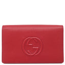 グッチ GUCCI インターロッキングG エンボスステッチ 598211 レッド レザー 2WAYバッグ ゴールド金具 クラッチ チェーンショルダー チェーンウォレット