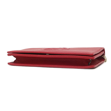 グッチ GUCCI インターロッキングG エンボスステッチ 598211 レッド レザー 2WAYバッグ ゴールド金具 クラッチ チェーンショルダー チェーンウォレット