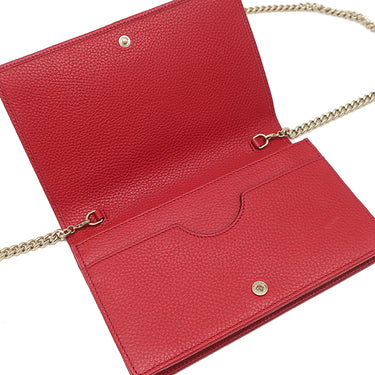 グッチ GUCCI インターロッキングG エンボスステッチ 598211 レッド レザー 2WAYバッグ ゴールド金具 クラッチ チェーンショルダー チェーンウォレット