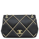 シャネル CHANEL ENTWINED チェーン ステッチ ブラック×ホワイト レザー ショルダーバッグ ゴールド金具 黒 ココマーク チェーンバッグ