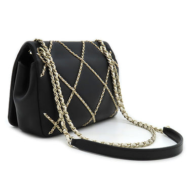 シャネル CHANEL ENTWINED チェーン ステッチ ブラック×ホワイト レザー ショルダーバッグ ゴールド金具 黒 ココマーク チェーンバッグ