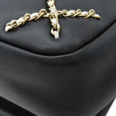 シャネル CHANEL ENTWINED チェーン ステッチ ブラック×ホワイト レザー ショルダーバッグ ゴールド金具 黒 ココマーク チェーンバッグ