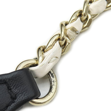 シャネル CHANEL ENTWINED チェーン ステッチ ブラック×ホワイト レザー ショルダーバッグ ゴールド金具 黒 ココマーク チェーンバッグ