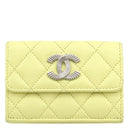 シャネル CHANEL フィッシュ スモール ウォレット ライムイエロー レザー キャビアスキン 三つ折り財布 シルバー金具 ココマーク コンパクト