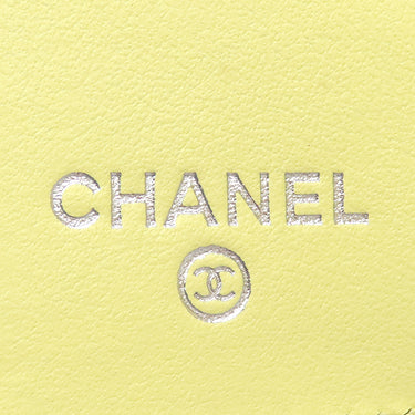 シャネル CHANEL フィッシュ スモール ウォレット ライムイエロー レザー キャビアスキン 三つ折り財布 シルバー金具 ココマーク コンパクト