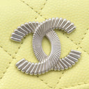 シャネル CHANEL フィッシュ スモール ウォレット ライムイエロー レザー キャビアスキン 三つ折り財布 シルバー金具 ココマーク コンパクト